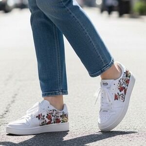 Ed Hardy Women Court T White Skull Rose Tattoo Print Sneakers EH06399101 Size 11